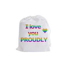 Proudly Love Drawstring Pouches (medium)  by Valentinaart