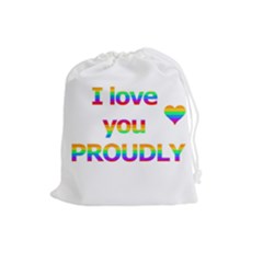 Proudly Love Drawstring Pouches (large)  by Valentinaart