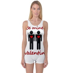 Be Mine Valentine One Piece Boyleg Swimsuit by Valentinaart