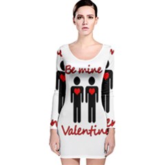 Be Mine Valentine Long Sleeve Velvet Bodycon Dress by Valentinaart