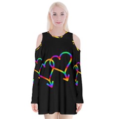 Love Is Love Velvet Long Sleeve Shoulder Cutout Dress by Valentinaart