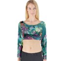 Butterflies, Bubbles, And Flowers Long Sleeve Crop Top View1