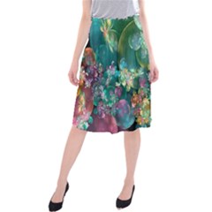 Butterflies, Bubbles, And Flowers Midi Beach Skirt