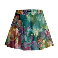 Butterflies, Bubbles, And Flowers Mini Flare Skirt by WolfepawFractals