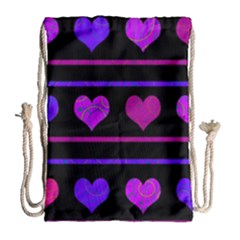 Purple And Magenta Harts Pattern Drawstring Bag (large) by Valentinaart