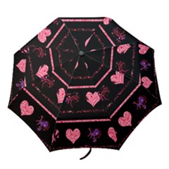 Pink Elegant Harts Pattern Folding Umbrellas by Valentinaart