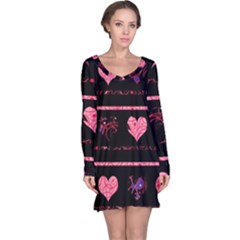 Pink Elegant Harts Pattern Long Sleeve Nightdress by Valentinaart