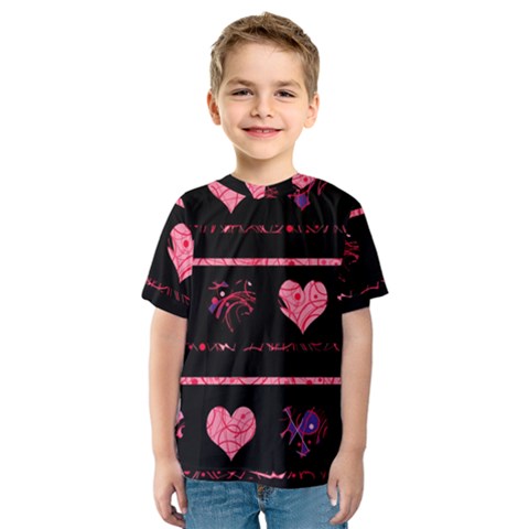 Pink Elegant Harts Pattern Kids  Sport Mesh Tee by Valentinaart