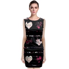 Elegant Harts Pattern Sleeveless Velvet Midi Dress by Valentinaart