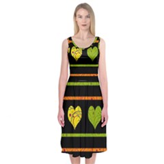 Colorful Harts Pattern Midi Sleeveless Dress by Valentinaart