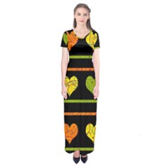 Colorful Harts Pattern Short Sleeve Maxi Dress by Valentinaart