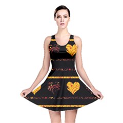 Yellow Harts Pattern Reversible Skater Dress by Valentinaart