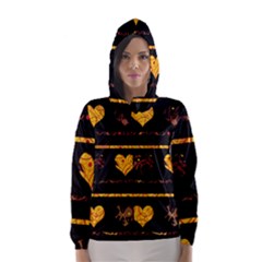 Yellow Harts Pattern Hooded Wind Breaker (women) by Valentinaart