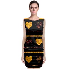 Yellow Harts Pattern Classic Sleeveless Midi Dress by Valentinaart