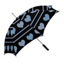 Blue harts pattern Straight Umbrellas View2