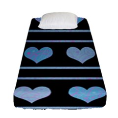 Blue Harts Pattern Fitted Sheet (single Size) by Valentinaart