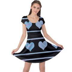 Blue Harts Pattern Cap Sleeve Dresses by Valentinaart