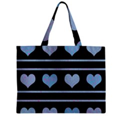 Blue Harts Pattern Zipper Mini Tote Bag by Valentinaart