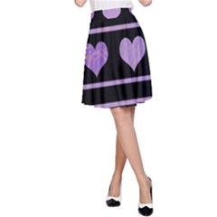 Purple Harts Pattern A-line Skirt by Valentinaart