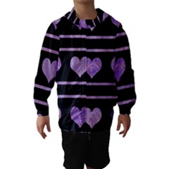 Purple Harts Pattern Hooded Wind Breaker (kids) by Valentinaart