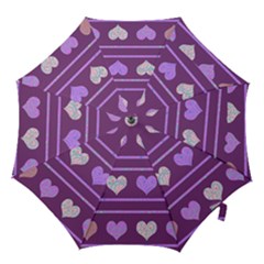 Purple Harts Pattern 2 Hook Handle Umbrellas (small) by Valentinaart