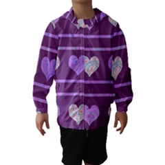 Purple Harts Pattern 2 Hooded Wind Breaker (kids) by Valentinaart