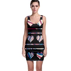 Colorful Harts Pattern Sleeveless Bodycon Dress by Valentinaart