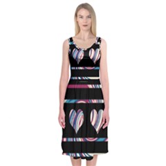 Colorful Harts Pattern Midi Sleeveless Dress