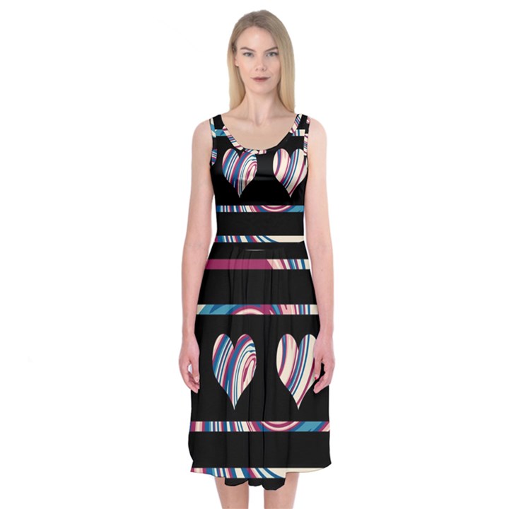 Colorful harts pattern Midi Sleeveless Dress