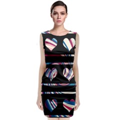 Colorful Harts Pattern Classic Sleeveless Midi Dress by Valentinaart