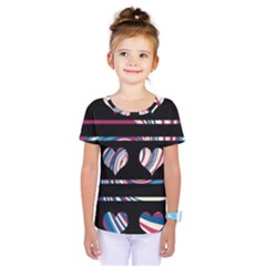 Colorful Harts Pattern Kids  One Piece Tee