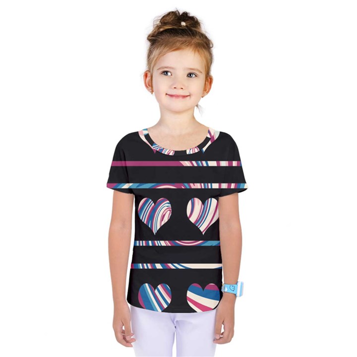 Colorful harts pattern Kids  One Piece Tee