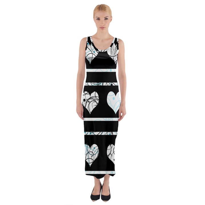 Elegant harts pattern Fitted Maxi Dress