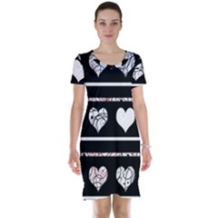 Elegant Harts Pattern Short Sleeve Nightdress by Valentinaart