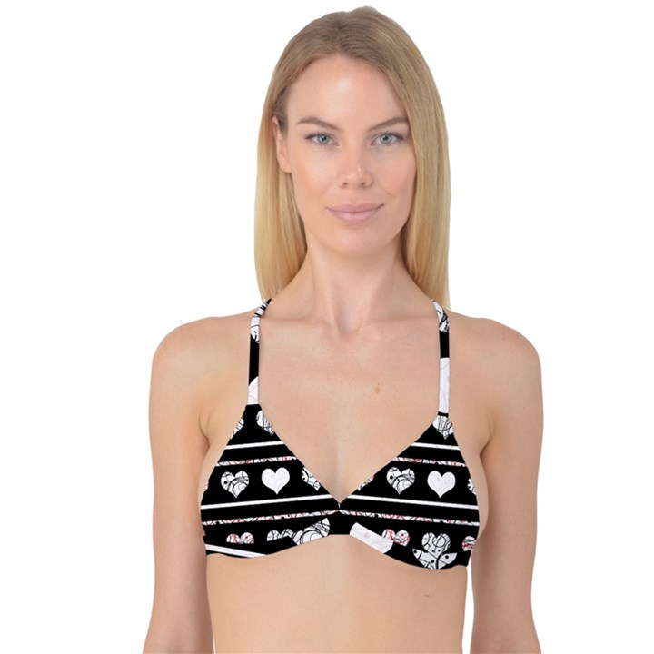 Elegant harts pattern Reversible Tri Bikini Top