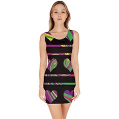 Colorful Harts Pattern Sleeveless Bodycon Dress by Valentinaart