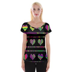 Colorful Harts Pattern Women s Cap Sleeve Top by Valentinaart