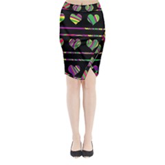 Colorful Harts Pattern Midi Wrap Pencil Skirt by Valentinaart