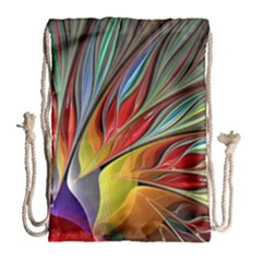 Fractal Bird Of Paradise Drawstring Bag (large) by WolfepawFractals