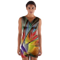 Fractal Bird Of Paradise Wrap Front Bodycon Dress by WolfepawFractals