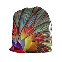 Fractal Bird Of Paradise Drawstring Pouch (xxl) by WolfepawFractals