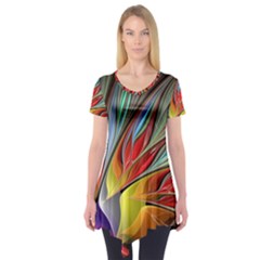 Fractal Bird Of Paradise Short Sleeve Tunic  by WolfepawFractals