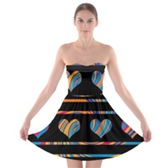 Colorful Harts Pattern Strapless Bra Top Dress by Valentinaart