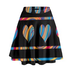 Colorful Harts Pattern High Waist Skirt by Valentinaart