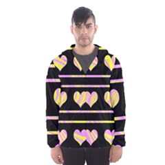 Pink And Yellow Harts Pattern Hooded Wind Breaker (men)