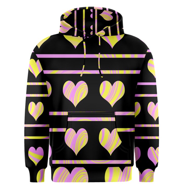 Pink and yellow harts pattern Men s Pullover Hoodie