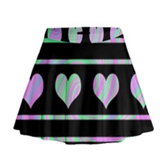 Pastel Harts Pattern Mini Flare Skirt