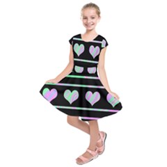 Pastel Harts Pattern Kids  Short Sleeve Dress by Valentinaart