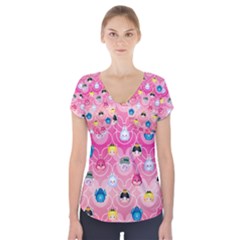 Alice In Wonderland Short Sleeve Front Detail Top by reddyedesign