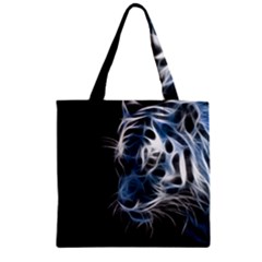 Ghost Tiger  Zipper Grocery Tote Bag by Brittlevirginclothing